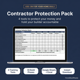 Contractor Protection Pack — Scorecard, Payment Tracker, Lien Tracker, Timeline & Meeting Log