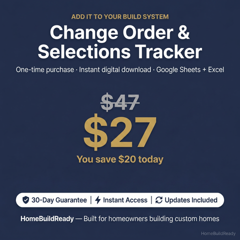 Change Order & Selections Tracker — Track Changes, Materials, Decisions & Approvals