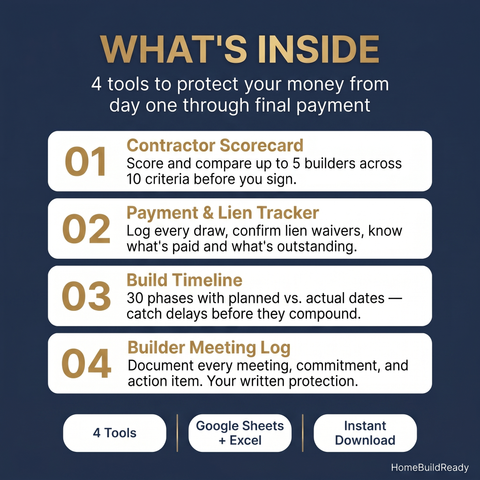 Contractor Protection Pack — Scorecard, Payment Tracker, Lien Tracker, Timeline & Meeting Log