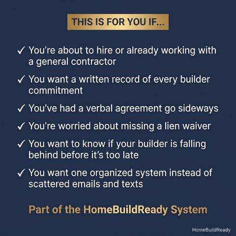 Contractor Protection Pack — Scorecard, Payment Tracker, Lien Tracker, Timeline & Meeting Log