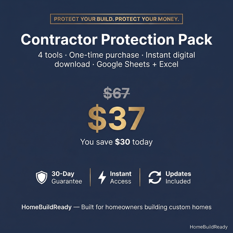 Contractor Protection Pack — Scorecard, Payment Tracker, Lien Tracker, Timeline & Meeting Log